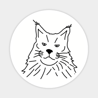 Minimal Maine Coon Cat Line Art Magnet